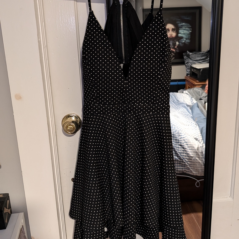 Emerald Sundae Black and White Polka Dot Midi Dress